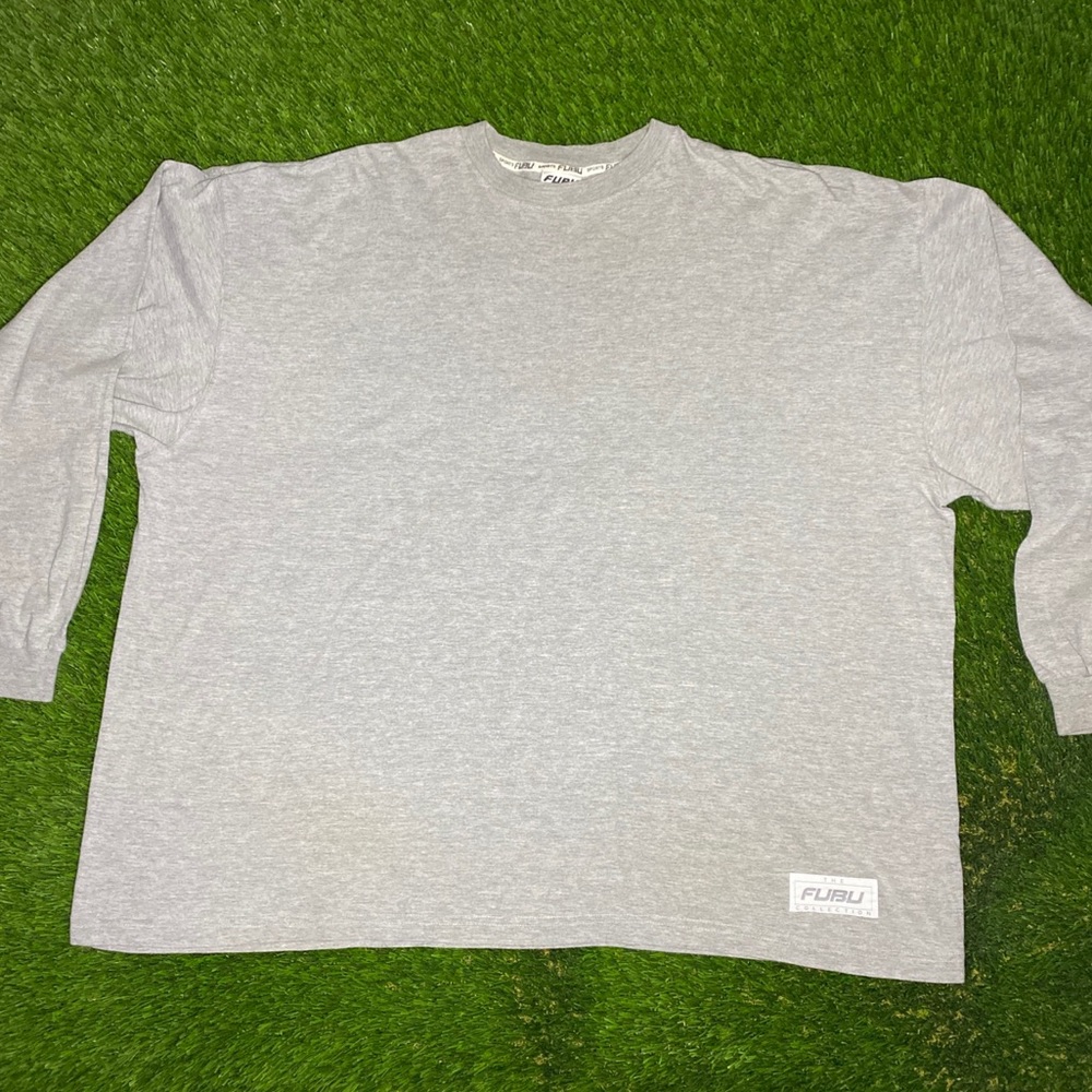 Vintage 90s Fubu T Shirt Adult 2XL XXL Gray Long Sleeve Mens